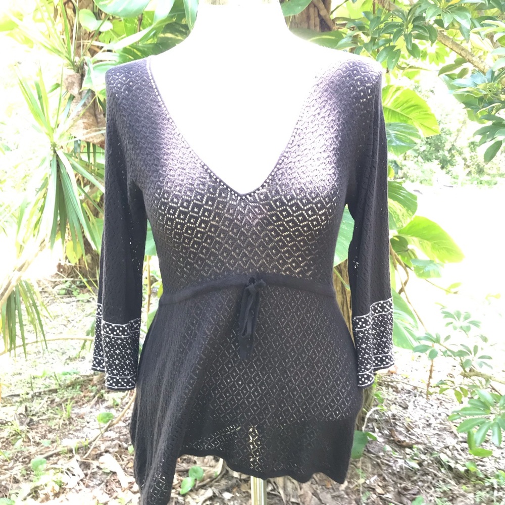 Sigrid Olsen Sheer Crochet Blouse Cover Up Top